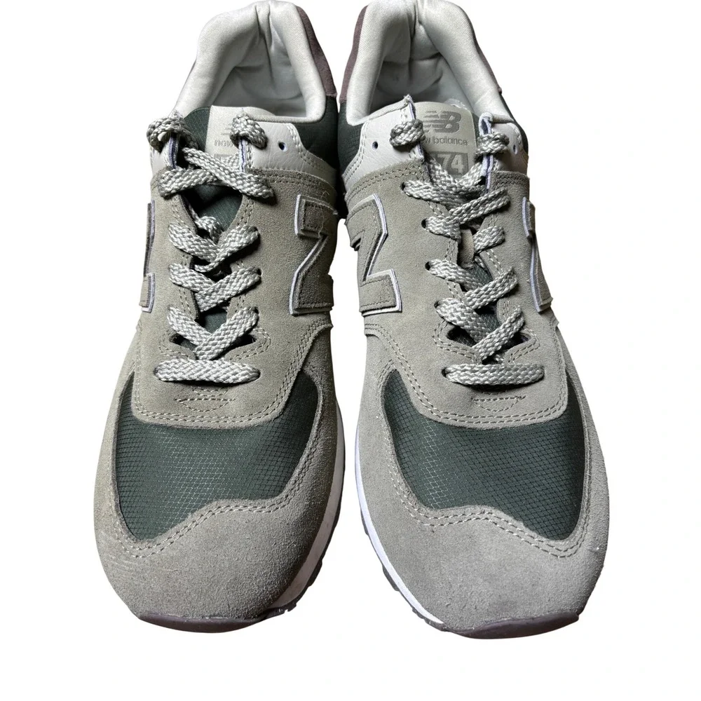 New Balance 574 Sneaker Men 12 Green Low Top Suede Mesh Lifestyle Casual